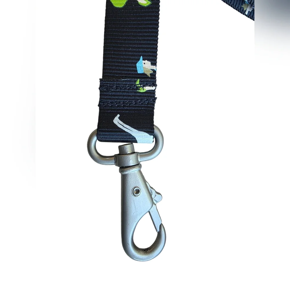 Nicole Miller Black Leash With Dog Walking Print 48